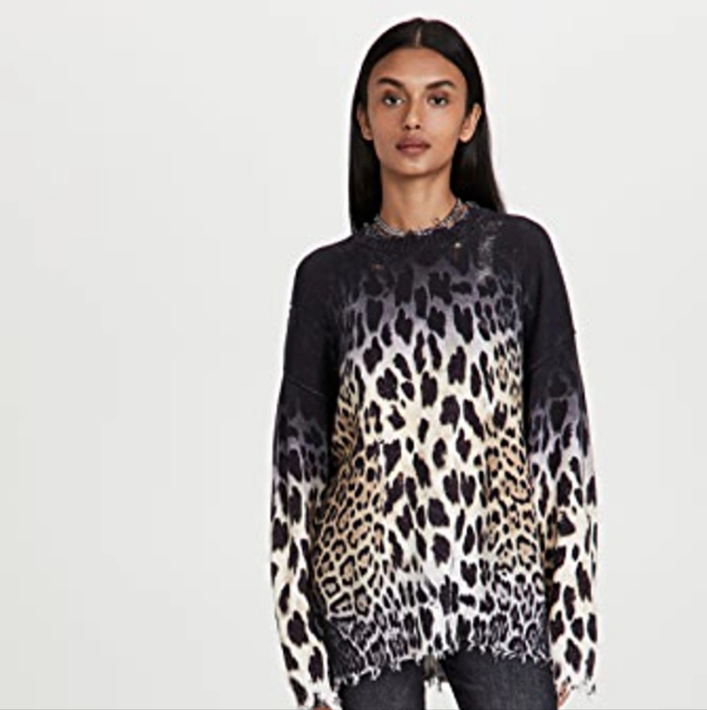 R13 oversized leopard print sweater